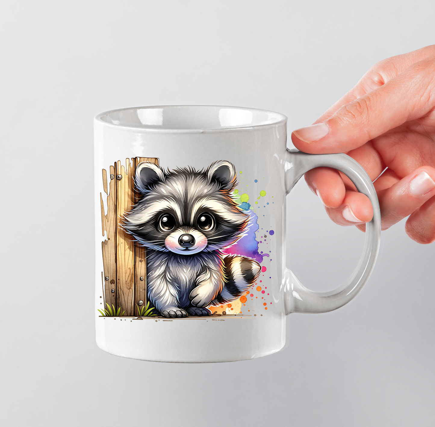 Watercolour Racoon - 11oz Printed mug