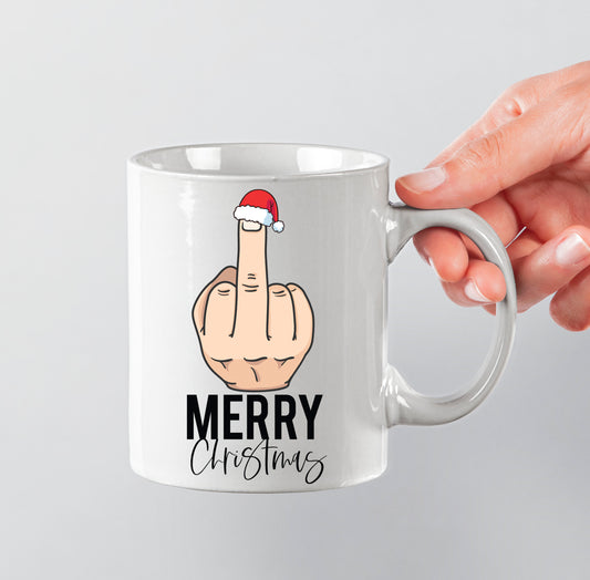 Merry Christmas finger - 11oz printed mug